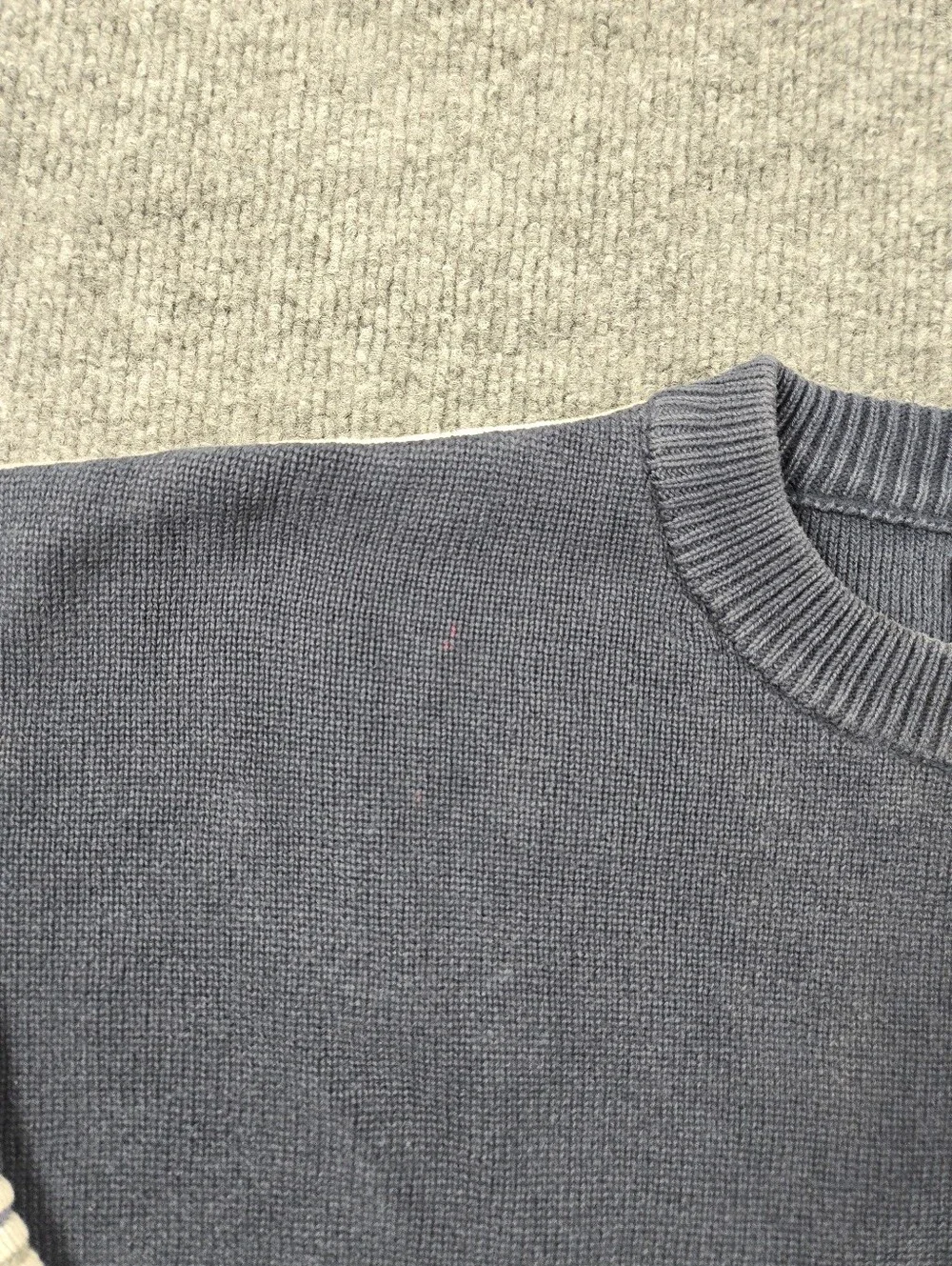 Vintage Quiksilver 90s Knit Sweater Large Blue Boxy Striped Crewneck Skater Surf - Picture 11 of 13